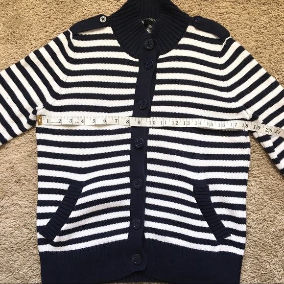 Talbots Women's Mock Neck Nautical Striped Button Up Sweater - Picture 12 of 12